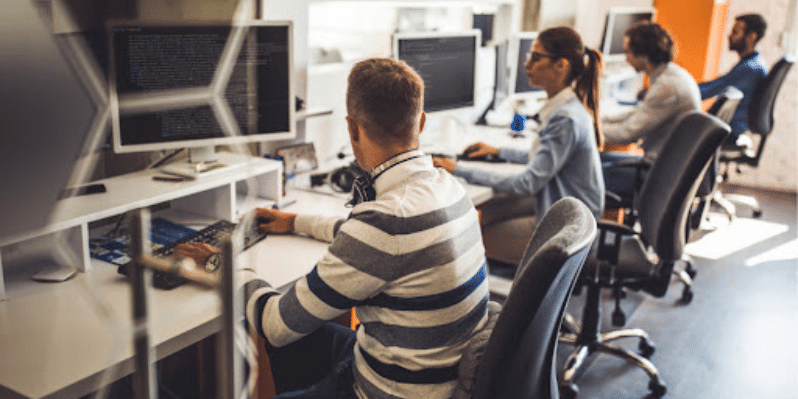 Computers and IT team working 